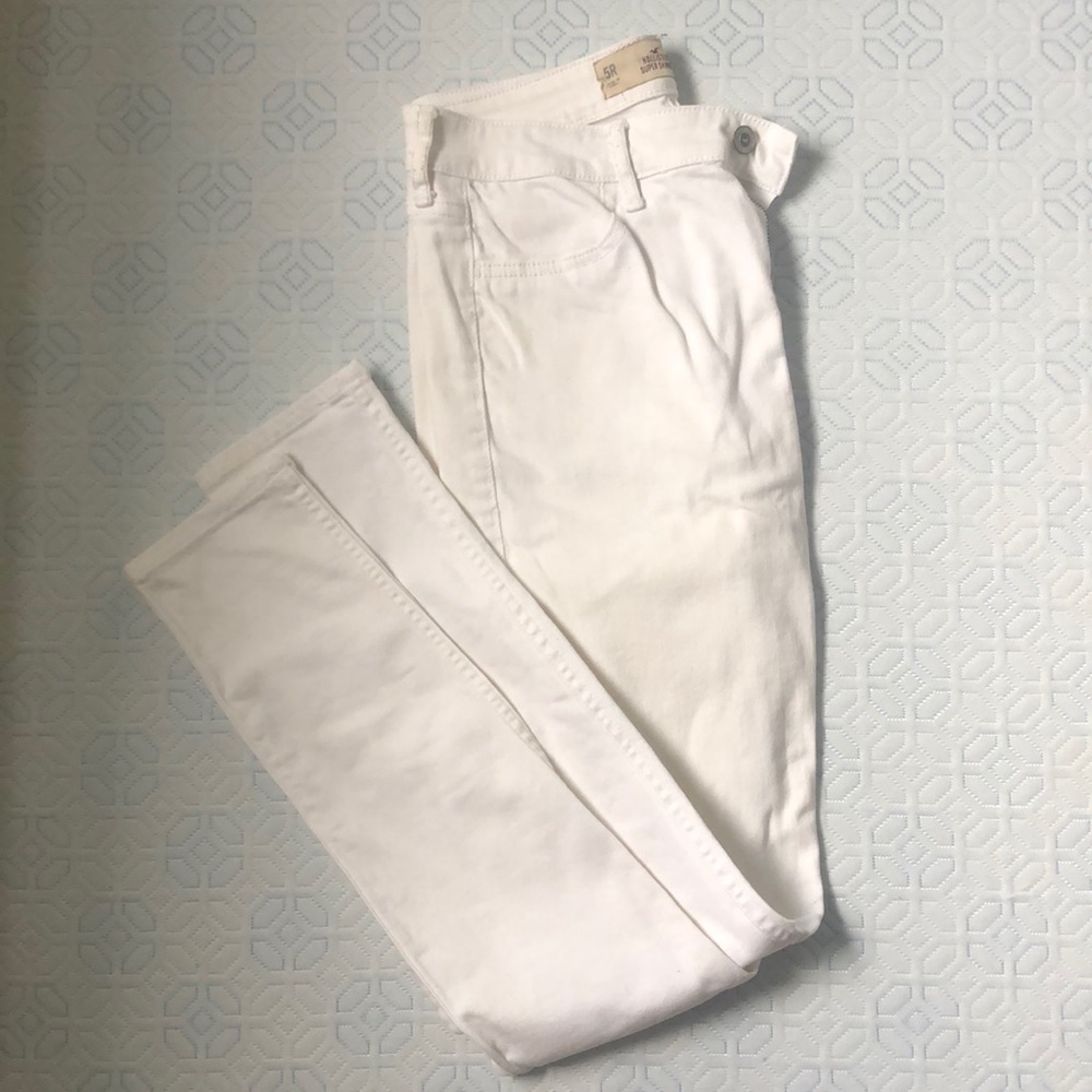 Hollister Super Skinny White Denim 5R Skinny Jeans